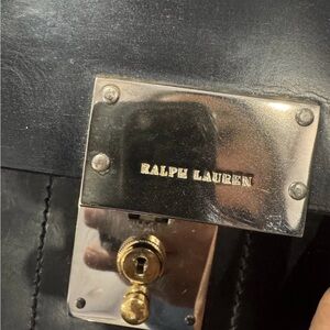 Ralph Lauren Black Leather Briefcase with Silver Accents
